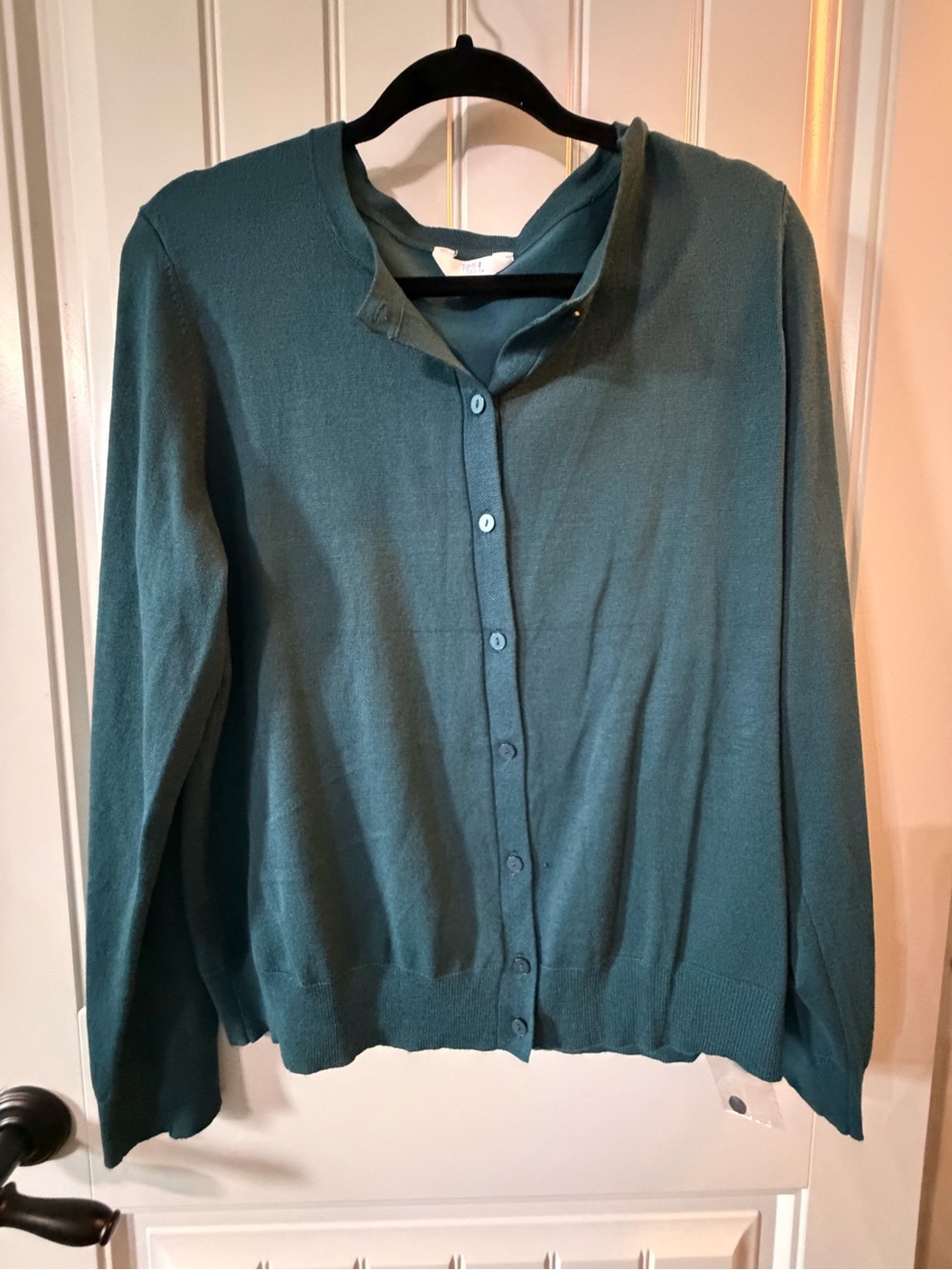 Time and Tru Deep Teal Button-Front Top